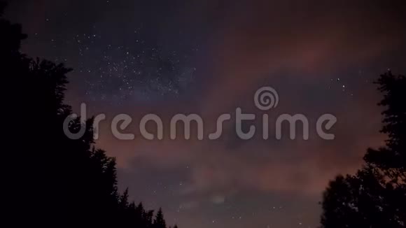 夜空和云层覆盖森林视频的预览图