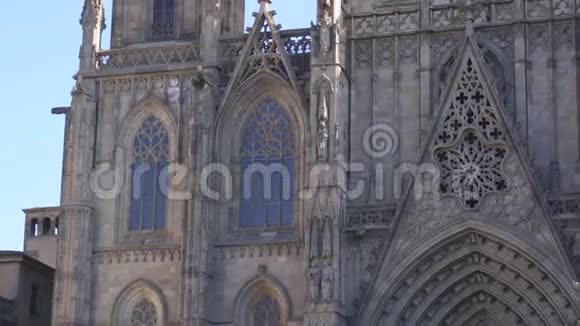 巴塞罗那西班牙2019年2月19日历史中心的哥特式大教堂关闭视频的预览图