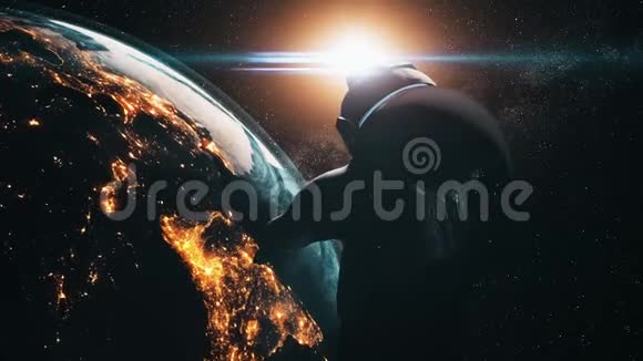 近距离太空人看地球星星闪烁视频的预览图