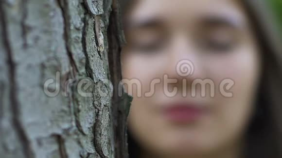 环保蚂蚁在树上活动女人感受到团结自然热爱生活视频的预览图
