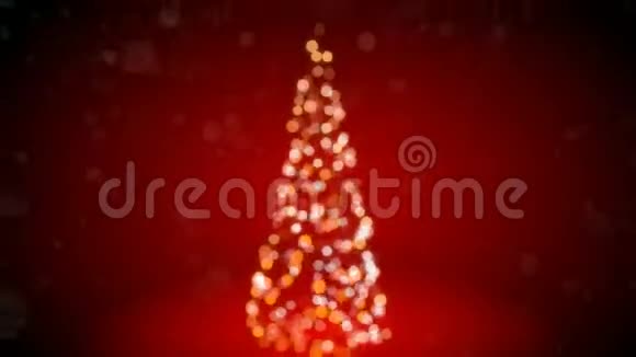 现代红色数字圣诞树生长像网格网格网格在抽象网络空间闪烁的灯光圣诞快乐视频的预览图