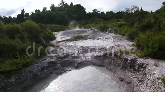 温泉泥浆池和间歇泉新西兰北岛罗托鲁阿的地热公园视频的预览图