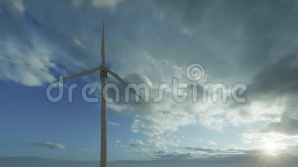 横幅设计用抽象风力发电机生态绿色能源三维插图视频的预览图