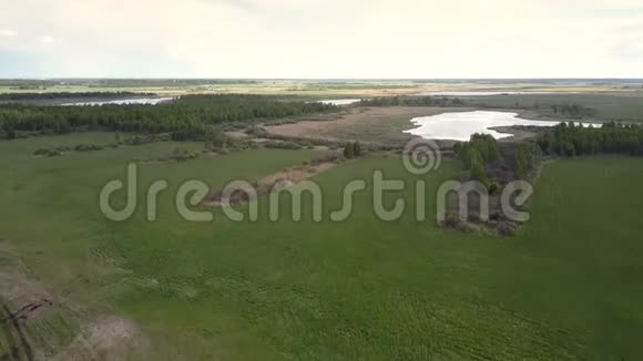 林间湖泊景观空中运动视频的预览图