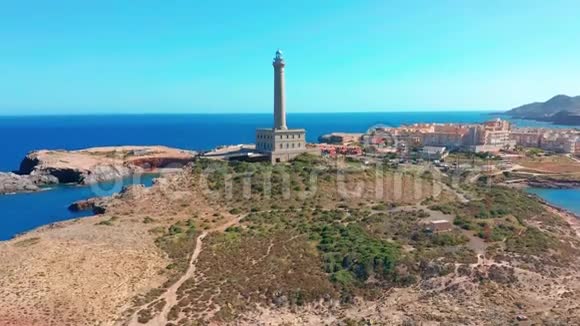 空中观景灯塔法罗卡波德帕洛斯西班牙地中海视频的预览图