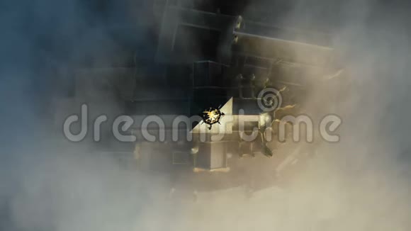 无人机下降在非常接近史诗般的黄金城堡尖塔圣米歇尔山著名的堡垒岛在法国视频的预览图