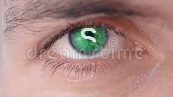 人眼瞳孔上的美元符号利润的概念美元标志上的瞳孔制作的概念视频的预览图