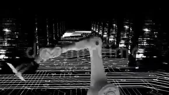 机器人手臂显示白色和黑色背景的图表视频的预览图