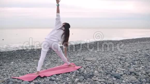 岸上户外瑜伽活动视频的预览图