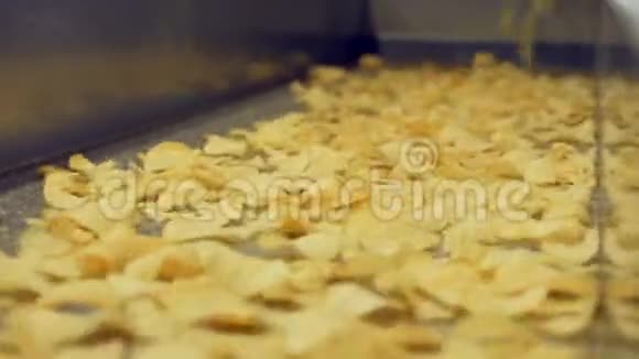 现代输送机在一家食品厂运输黄屑视频的预览图