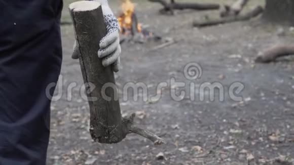 在旅游营地观看篝火的人视频的预览图