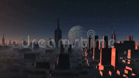 巨大的不明飞行物越过外星城视频的预览图