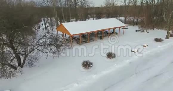 当地公园在冬季与雪视频的预览图