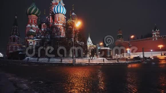 莫斯科红场圣巴西尔大教堂令人惊叹没有人视频的预览图
