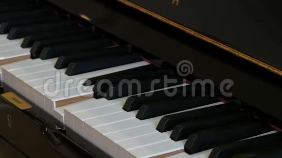 自弹黑色钢琴键盘特写视频的预览图