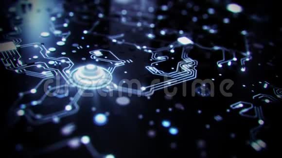 3D白SciFiCPU线路板内部标志背景视频的预览图