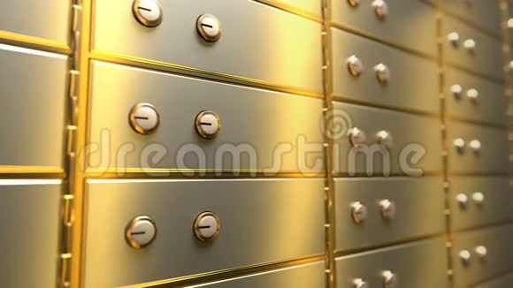 银行金库室的金色保险箱无缝循环视频的预览图