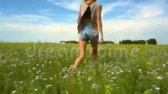 一个女孩走在苦荞花丛中视频的预览图