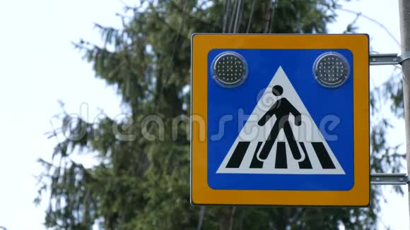 行人人行横道标志照明及警告司机须小心视频的预览图