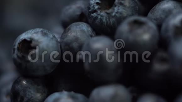接近新鲜美味的蓝莓或美味的蓝莓在阳光下极端接近视频的预览图