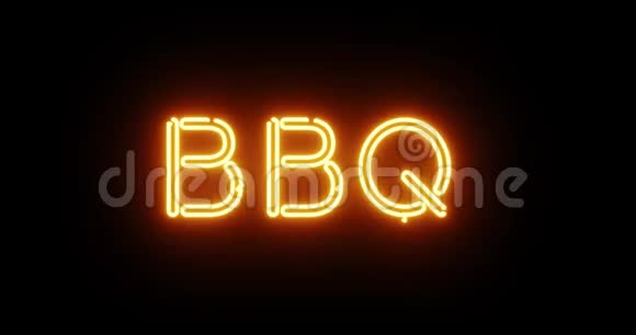 烧烤霓虹灯标志意味着烧烤食品烤4k视频的预览图