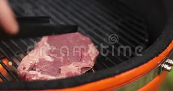 野餐时烤两块生牛排视频的预览图