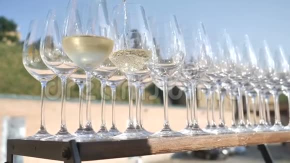 一种意大利和法国白葡萄酒的背景来自一种传统的葡萄品种由农民收集和制作视频的预览图