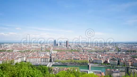 里昂的城市景观在法国时光流逝视频的预览图