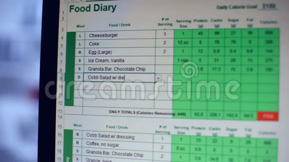患有厌食症的人在网上写食物日记计算卡路里视频的预览图