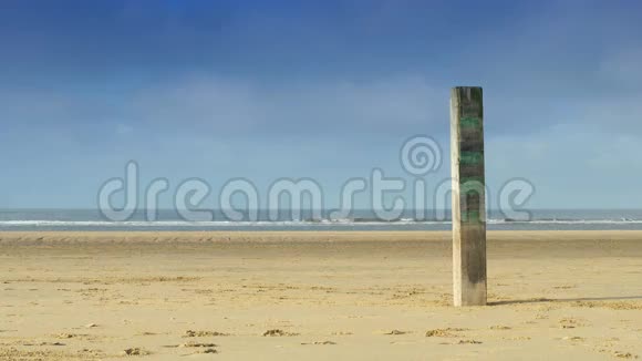 海滩上的木柱4K视频的预览图