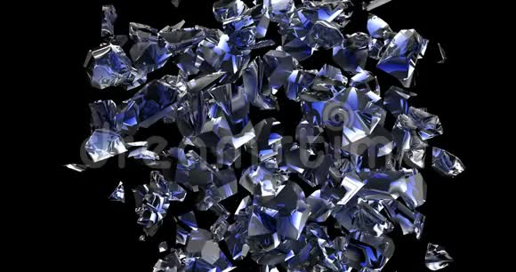在透明的背景上以抽象的方式爆炸结霜的冰隔离墙裂缝蓝色背景白色抽象视频的预览图