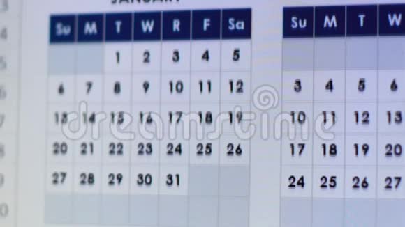 电子日历特写年度业务规划假日活动和日期视频的预览图