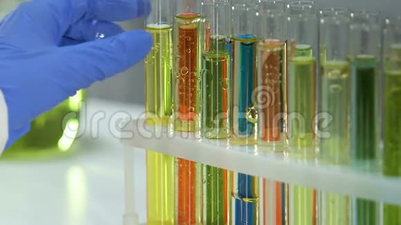 化学实验室工作人员用香水香精检验试管视频的预览图