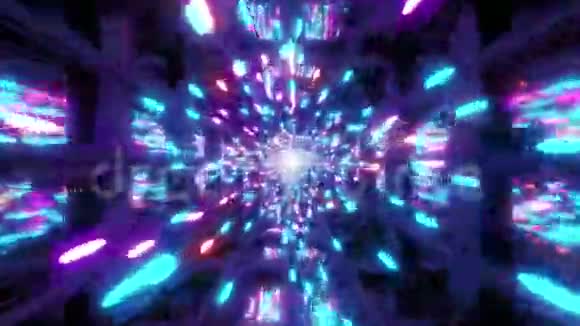 发光多色彩色粒子背景壁纸三维插图运动背景环视频的预览图