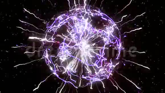 在黑色背景上提取球体内的能量线动画球体内能量等离子体的抽象闪光视频的预览图