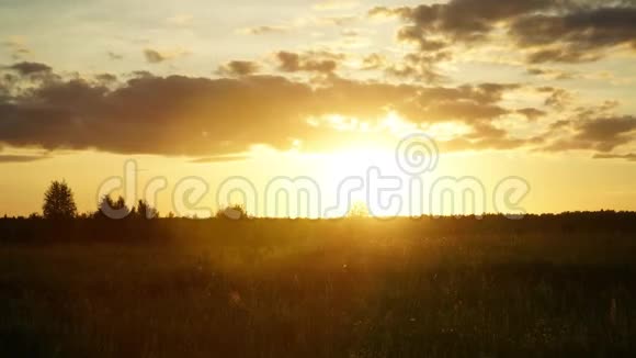 夏天傍晚在田野里日落的时间视频的预览图