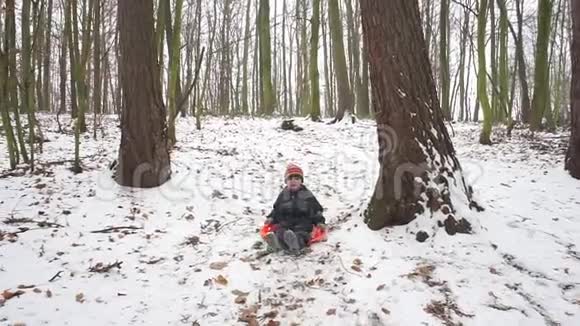 一个孩子在雪中滑过视频的预览图