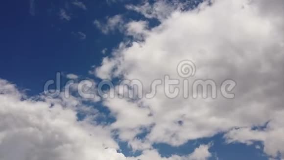 夏日深蓝的天空带着蓬松的白色积云视频的预览图