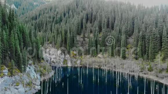 蓝色山湖的高侧面镜头视频的预览图