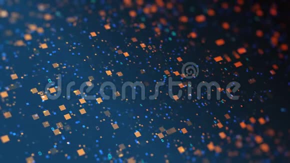 三维蓝色橙色数字二进制代码数据信息技术的未来主义概念无缝计算机动画视频的预览图