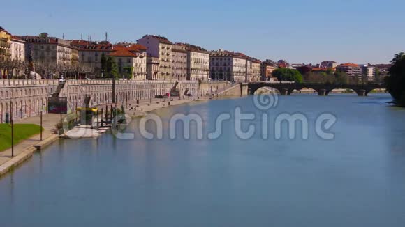 意大利都灵城和蒲河景观视频的预览图