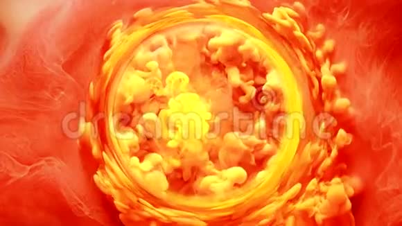 墨水漩涡黄道星座橘色蒸汽视频的预览图