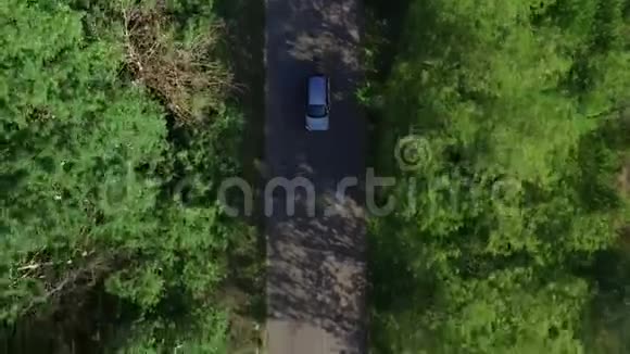 在乡村的夏日森林前驾驶观景车在高速公路上行驶视频的预览图