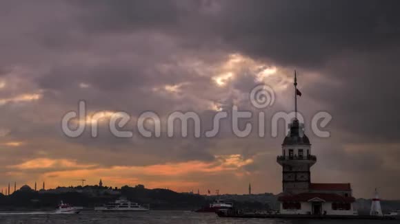 少女塔及伊斯坦布尔景观的延时录像视频的预览图