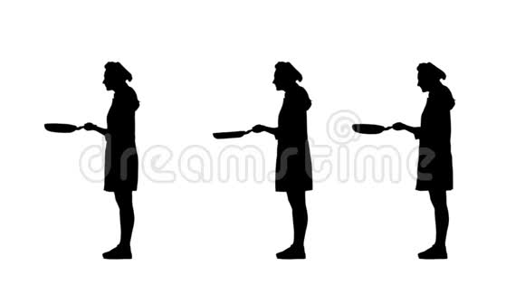 三个黑色轮廓的厨师女在统一烤煎饼视频的预览图