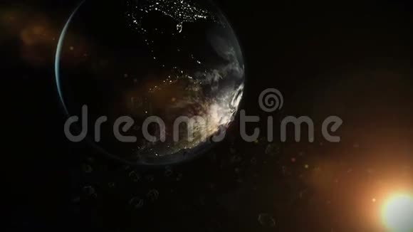 地球和太空中的小行星视频的预览图