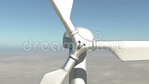 风车涡轮清洁绿色风能新动力4K特写视频的预览图