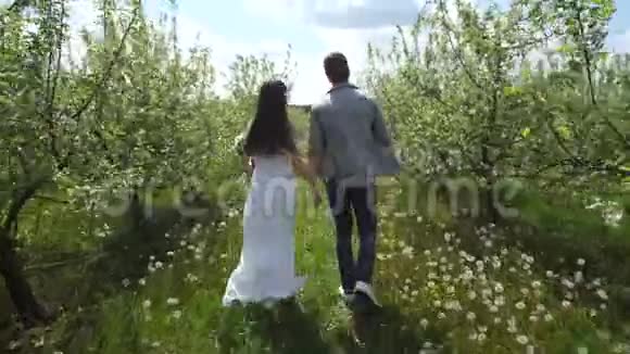情侣在果园里牵手奔跑视频的预览图
