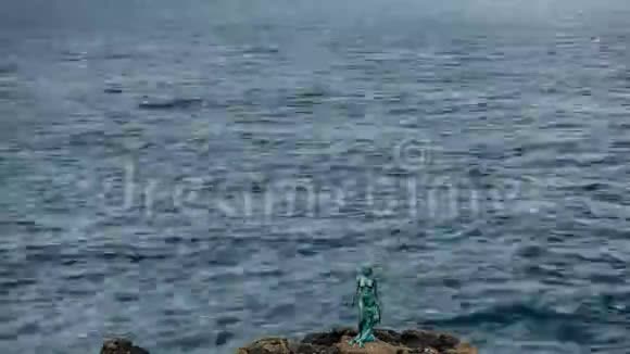 法罗群岛海岸线与雕像的时间流逝视频的预览图