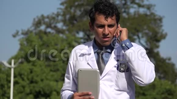 西班牙裔医生诊断电话视频的预览图